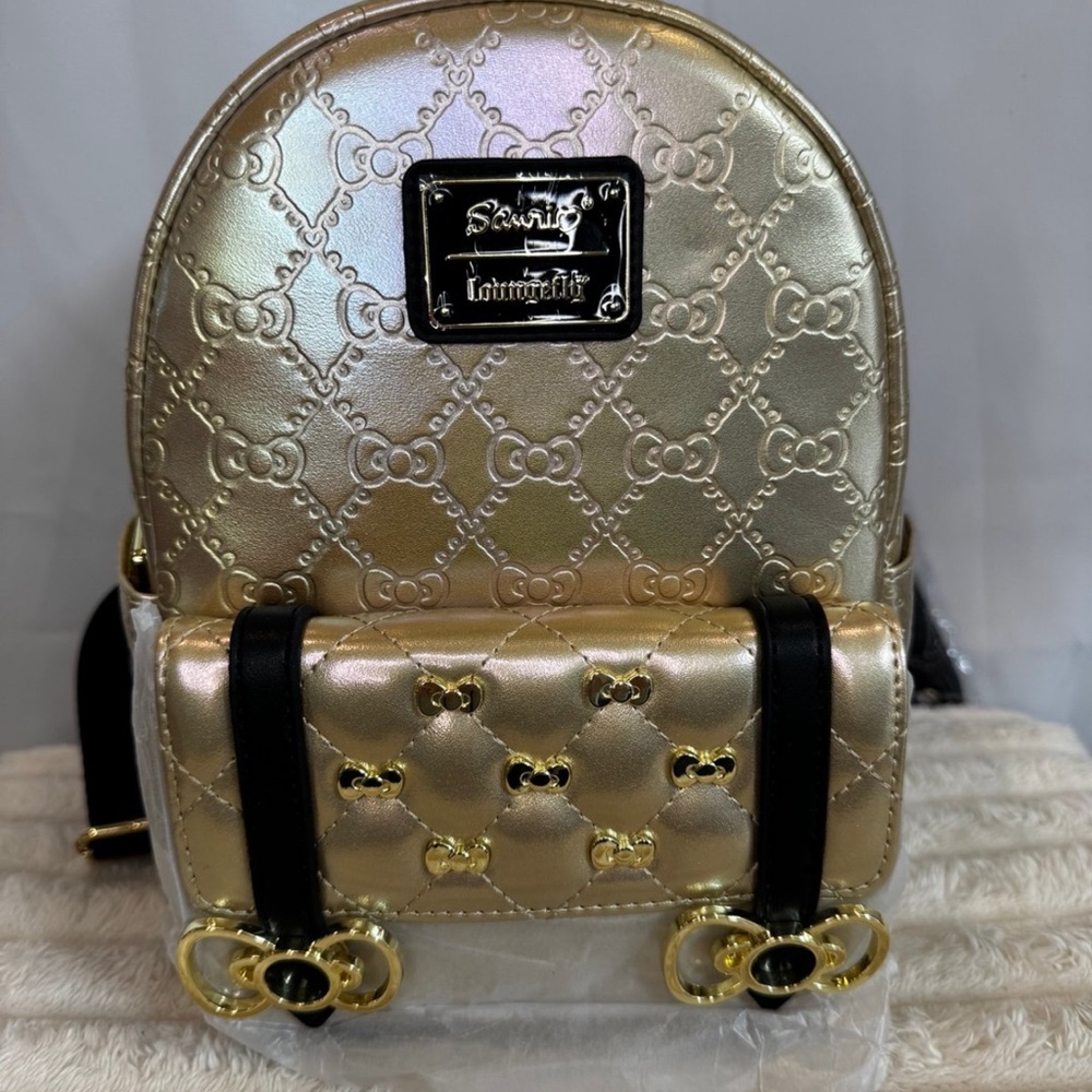 Loungefly Sanrio Hello Kitty 50th Anniversary Metallic Gold Mini Backpack